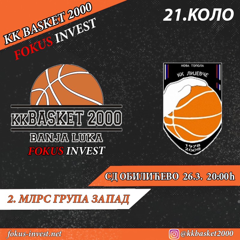 KK Basket 2000 vs KK Lijevče 2 MLRS grupa zapad 21 kolo sezona 2022/23 (UŽIVO)